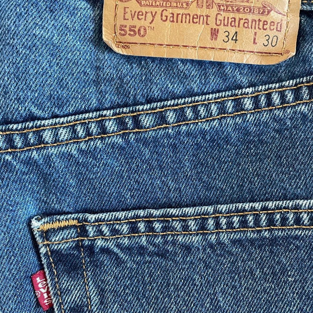 34x30 AMAZING Vintage 2001 Levi's 550 Jeans Made in USA! 100% cotton - Picture 4 of 12